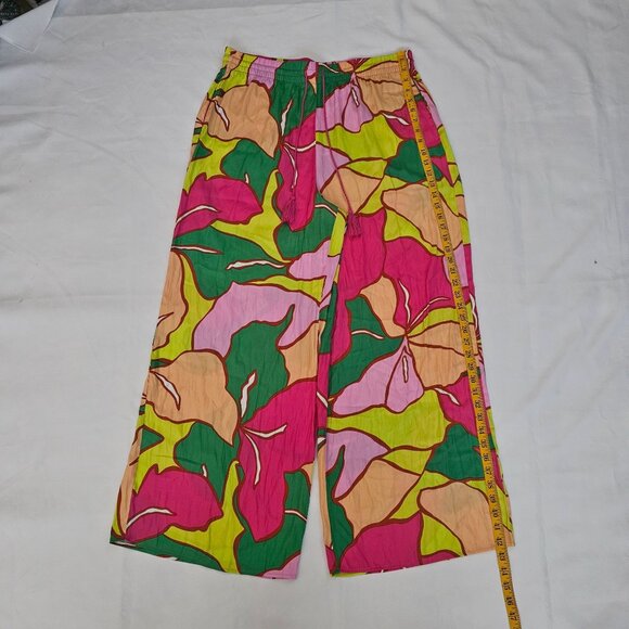 C&C California Multicolor Floral Tropical Wide-Leg Beach Pants Women's Small - Picture 10 of 10